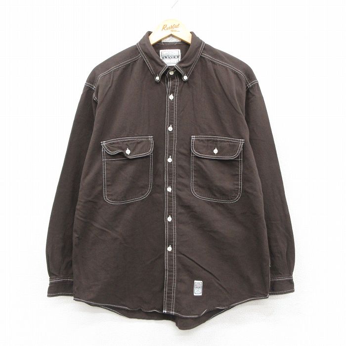 XL★古着 リーバイス Levis 長袖 ブランド シャツ メンズ 90年代 90s コットン こげ茶 26feb19