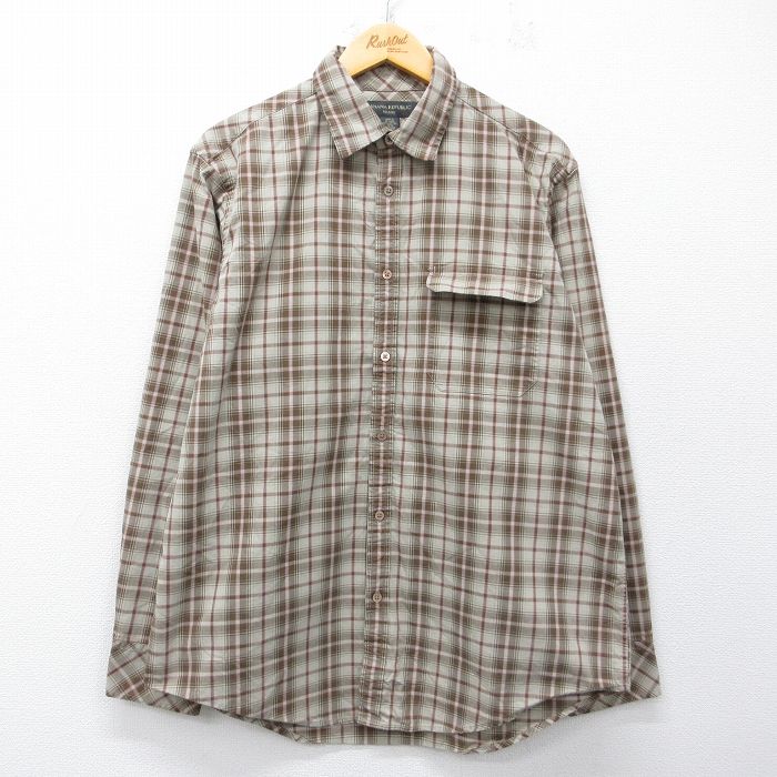 XL★古着 バナナリパブリック 長袖 ブランド シャツ メンズ コットン ベージュ他 チェック 26mar02