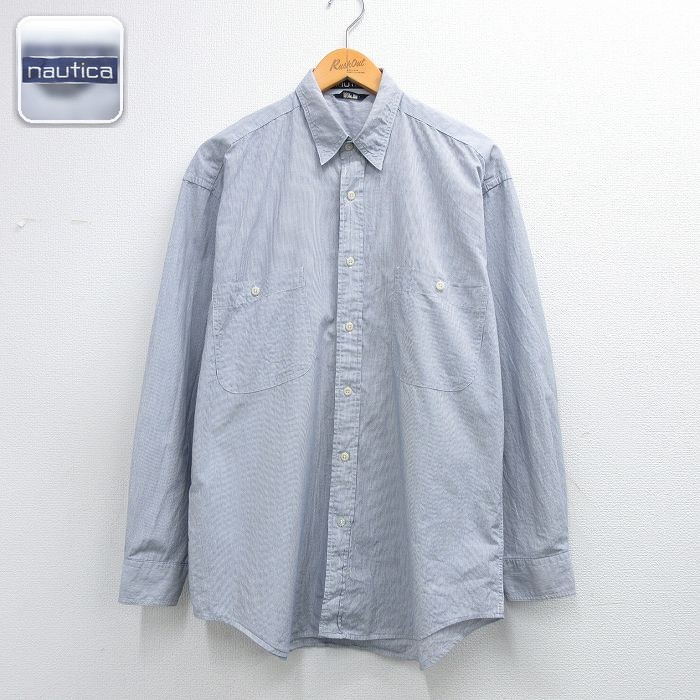 【50%OFF】ノーティカ 長袖シャツ ネイビーストライプ L | 古着
