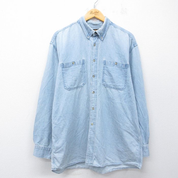 エディーバウアー 90s 長袖シャツ ネイビー XL | 古着