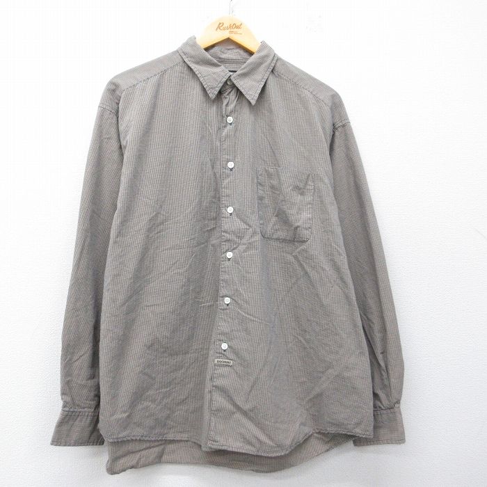 XL★古着 ドッカーズ 長袖 ブランド シャツ メンズ 大きいサイズ コットン ベージュ他 チェック 26mar04