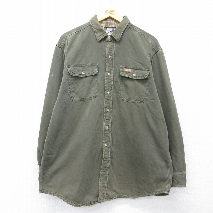 【20%OFF】カーハート 80s 長袖シャツ ワンポイントロゴ グリーン XL | 古着