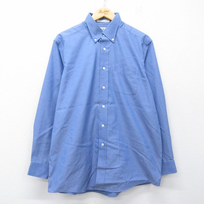 L★古着 エルエルビーン 長袖 ブランド シャツ メンズ 00年代 00s コットン ボタンダウン 薄紺 26mar06