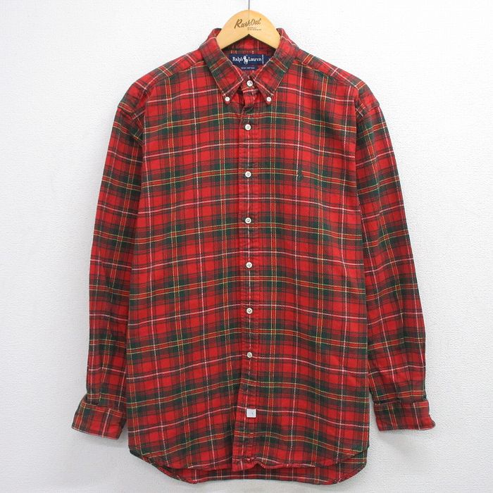 ラルフローレン 90s 長袖シャツ ワンポイントロゴ レッドチェック XL | 古着