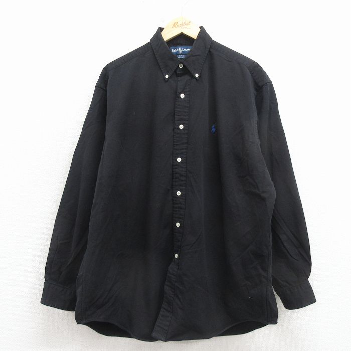 ラルフローレン 90s 長袖シャツ ワンポイント ブラック XL | 古着
