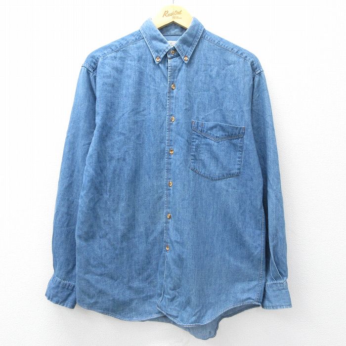 L★古着 ギャップ GAP 長袖 ブランド シャツ メンズ 00年代 00s コットン ボタンダウン 紺 デニム【spe】 26mar13