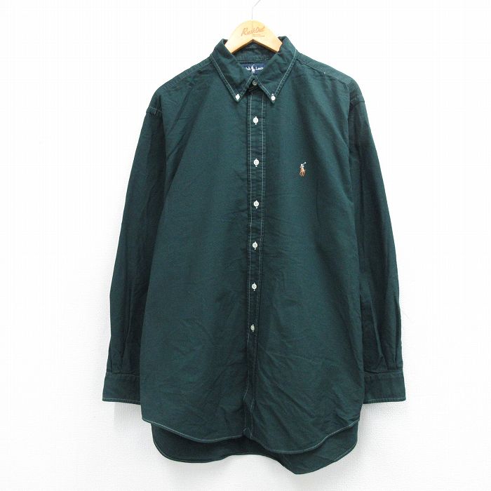 ラルフローレン 90s 長袖シャツ ワンポイントロゴ グリーン XL | 古着