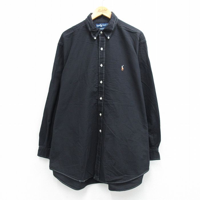 ラルフローレン 90s 長袖シャツ ワンポイントロゴ ブラック XL | 古着