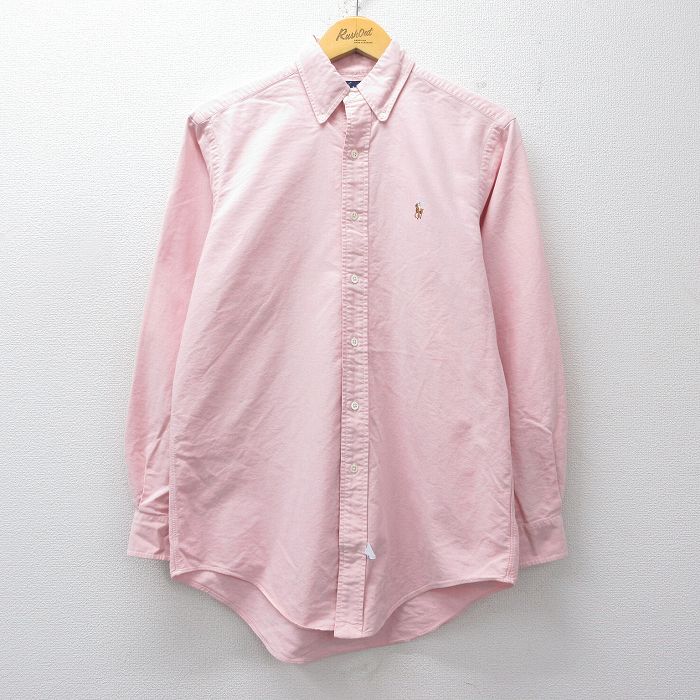 ラルフローレン 90s 長袖シャツ ワンポイントロゴ ピンク L | 古着