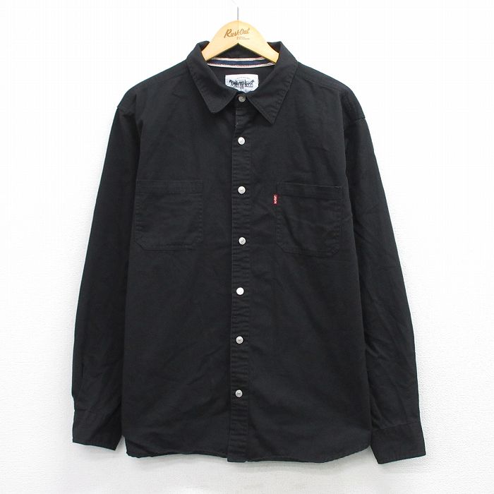 XL★古着 リーバイス Levis 長袖 ブランド シャツ メンズ 大きいサイズ コットン 黒 26mar18