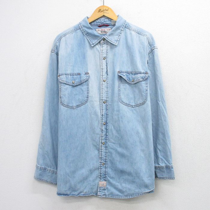 XL★古着 リーバイス Levis 長袖 ブランド シャツ メンズ 大きいサイズ コットン 紺 デニム 26mar18