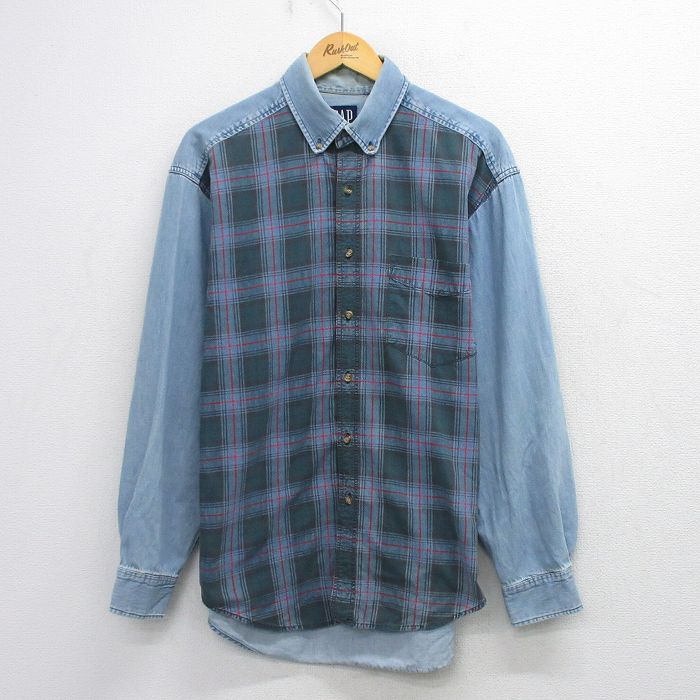 ギャップ 90s 長袖シャツ ネイビーチェック L | 古着