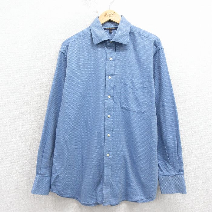 XL★古着 トミーヒルフィガー 長袖 ブランド シャツ メンズ 青他 26mar23