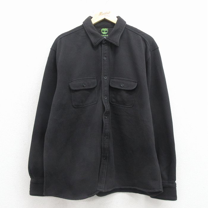 ティンバーランド 長袖シャツ ワンポイントロゴ ブラック XL | 古着