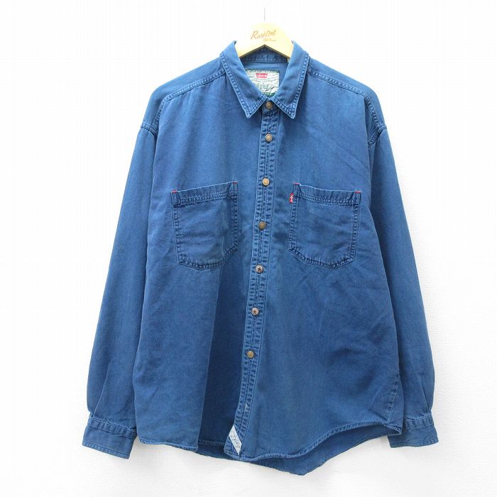 XL★古着 リーバイス Levis 長袖 ブランド シャツ メンズ 00年代 00s 大きいサイズ コットン 紺 デニム 26apr01