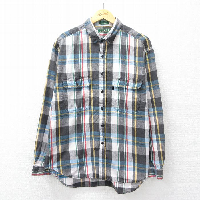 L★古着 リーバイス Levis 長袖 ブランド シャツ メンズ 90年代 90s コットン 白他 チェック 26apr01