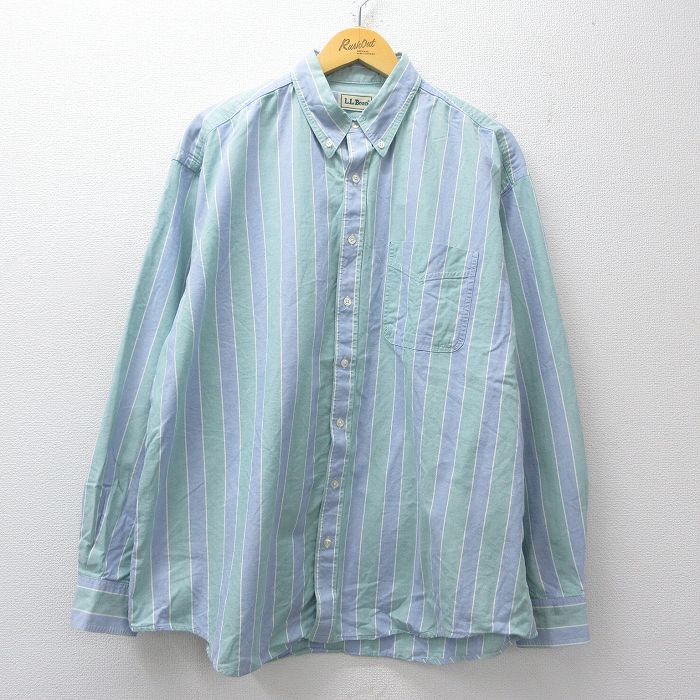 エルエルビーン 90s 長袖シャツ ストライプ ライトブルー XL | 古着