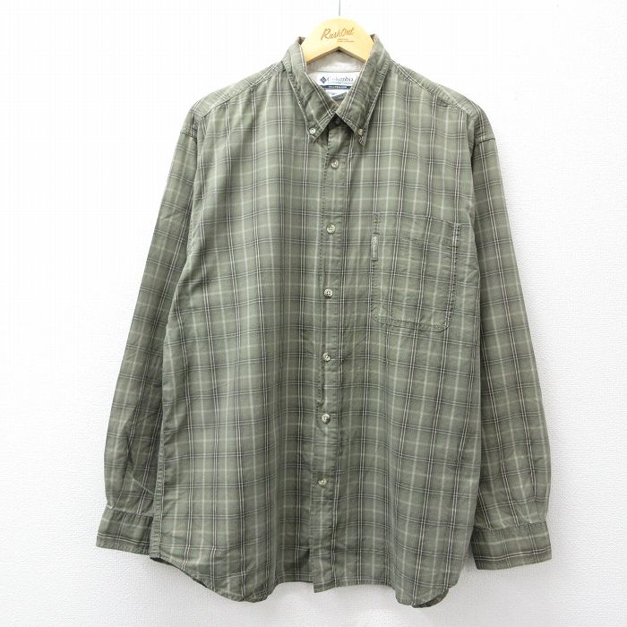 L★古着 コロンビア 長袖 ブランド シャツ メンズ 00年代 00s コットン ボタンダウン 緑系他 チェック 26apr01
