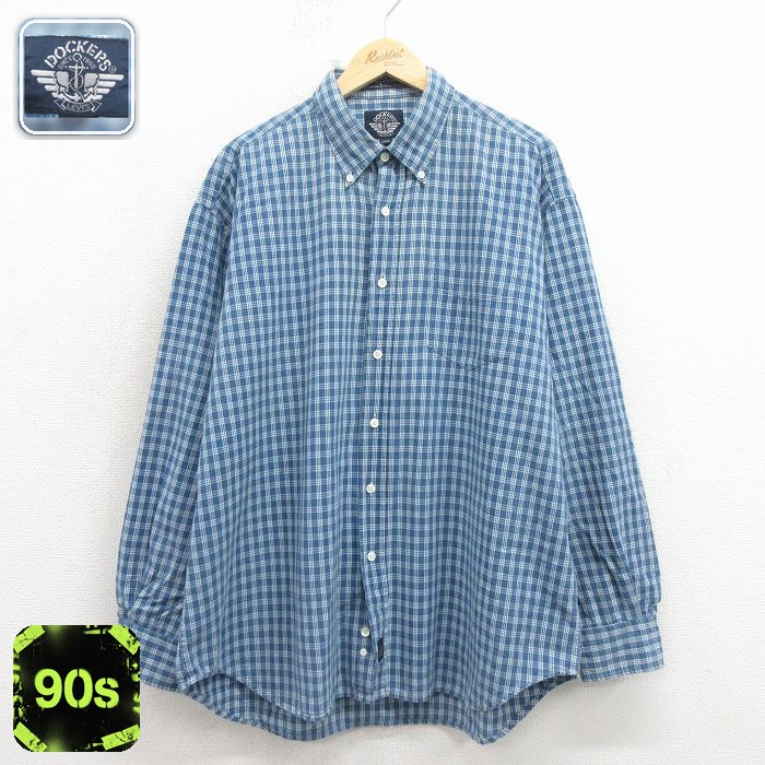 【20%OFF】ドッカーズ 90s 長袖シャツ ネイビーチェック メンズXL相当 | 古着
