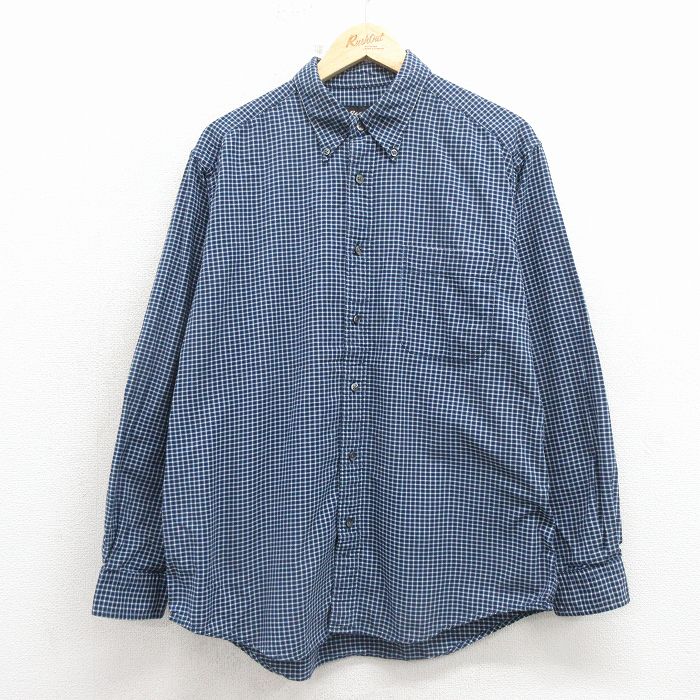 XL★古着 エディーバウアー 長袖 ブランド シャツ メンズ 00年代 00s コットン ボタンダウン 黒他 チェック 26apr02