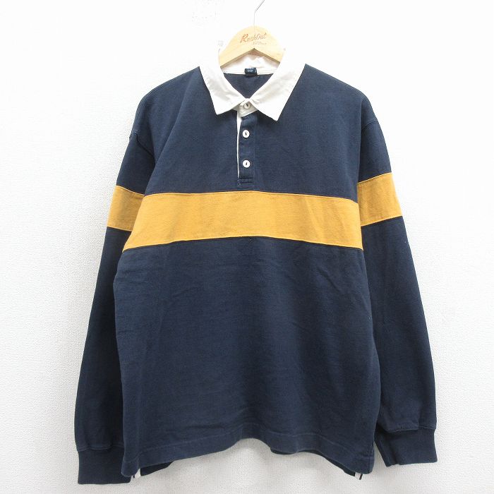 XL★古着 ギャップ GAP 長袖 ブランド ラガー シャツ メンズ コットン 紺他 26apr03