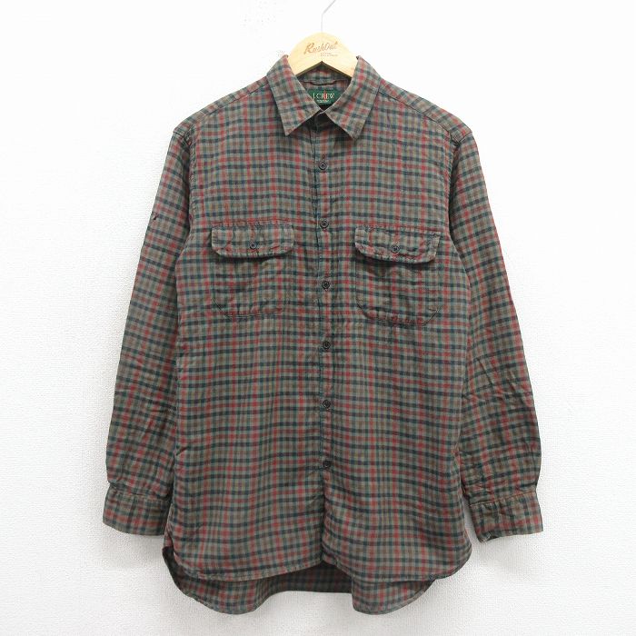 M★古着 ジェイクルー 長袖 ブランド ウール シャツ メンズ 90年代 90s 緑他 チェック 26apr03