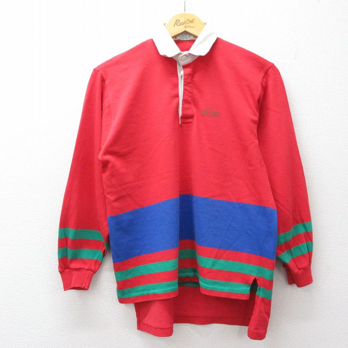 S★古着 ラコステ LACOSTE IZOD 長袖 ブランド ラガー シャツ メンズ 90年代 90s USA製 赤他 26apr08