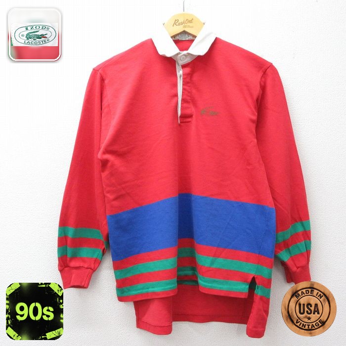 【20%OFF】ラコステ 90s 長袖ラガーシャツ IZOD レッド メンズS相当 | 古着