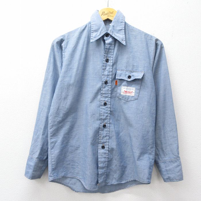 XS★古着 リーバイス Levis 長袖 ブランド シャンブレー シャツ メンズ 70年代 70s 薄紺 26apr08