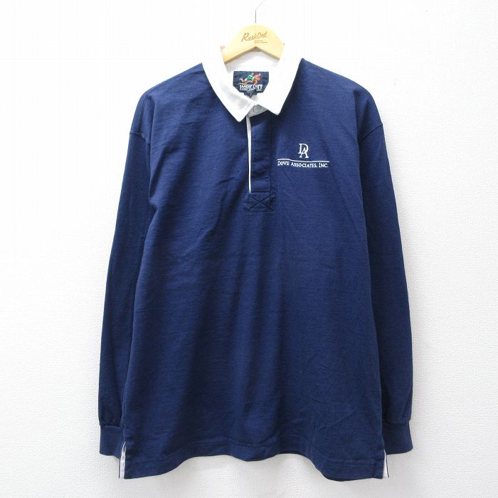 ランズエンド 90s 長袖ラガーシャツ DA ネイビー メンズL相当 | 古着