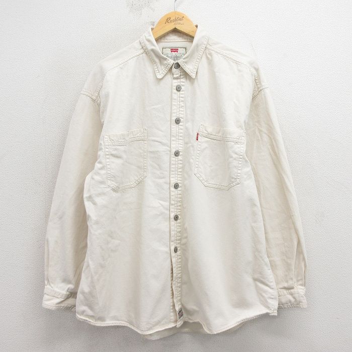 XL★古着 リーバイス Levis 長袖 ブランド シャツ メンズ 00年代 00s 大きいサイズ コットン 白 デニム 26apr08