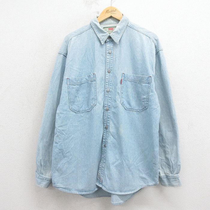 XL★古着 リーバイス Levis 長袖 ブランド シャツ メンズ 00年代 00s コットン 薄紺 デニム 26apr08