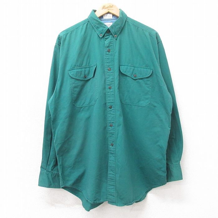 XL★古着 ラルフローレン チャップス 長袖 ブランド シャツ メンズ 90年代 90s 大きいサイズ コットン ボタンダウン 緑 26apr10