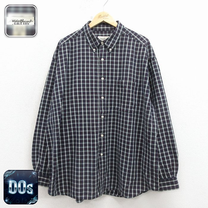【20%OFF】エディーバウアー 00s 長袖シャツ ネイビーチェック メンズXL相当 | 古着