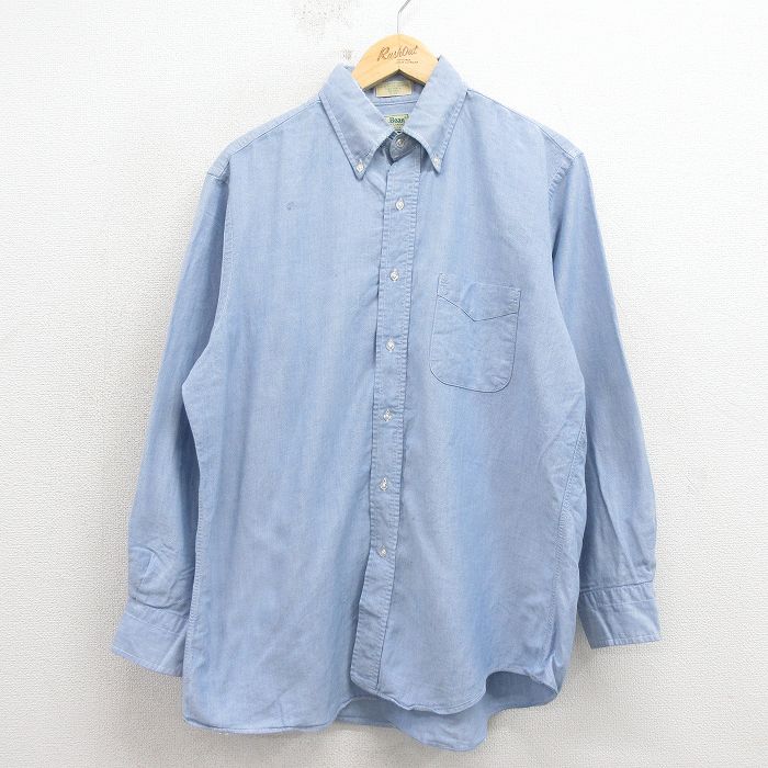 XL★古着 エルエルビーン 長袖 ブランド シャツ メンズ 80年代 80s コットン USA製 薄紺 26apr11
