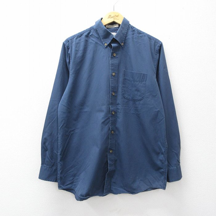L★古着 エルエルビーン 長袖 ブランド シャツ メンズ 00年代 00s コットン ボタンダウン 紺 26apr14