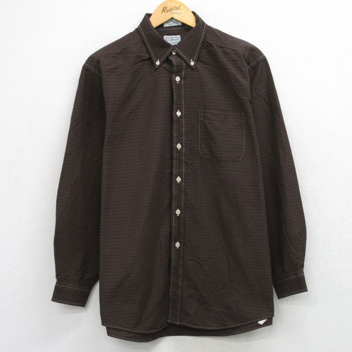 XL★古着 エルエルビーン 長袖 ブランド シャツ メンズ 00年代 00s コットン ボタンダウン 茶他 チェック 26apr20
