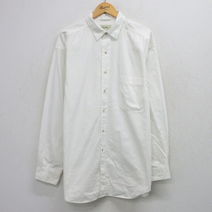XL★古着 エディーバウアー 長袖 ブランド シャツ メンズ 00年代 00s 大きいサイズ ロング丈 コットン 白 26apr20