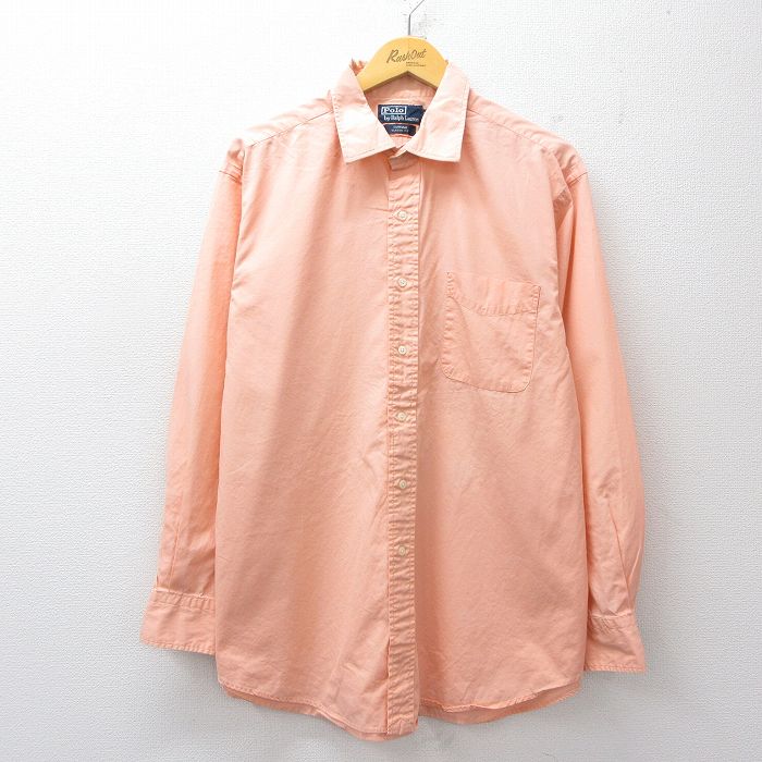 XL★古着 ラルフローレン 長袖 ブランド シャツ メンズ 90年代 90s CURHAM 大きいサイズ コットン ピンク 26apr20