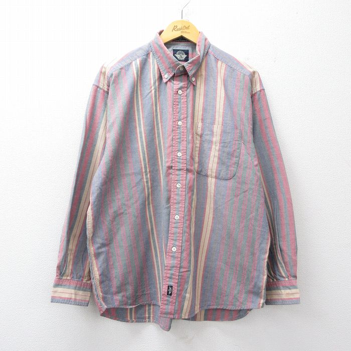 ドッカーズ 90s 長袖シャツ ストライプ ネイビー XL | 古着