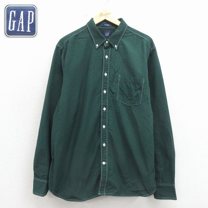 【20%OFF】ギャップ 長袖シャツ 緑ストライプ メンズXL相当 | 古着