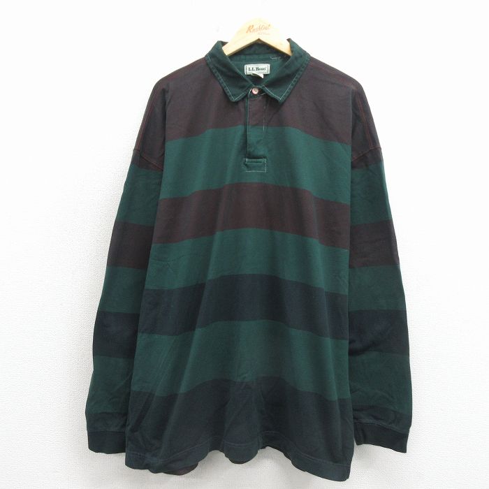 XL★古着 エルエルビーン 長袖 ブランド ラガー シャツ メンズ 90年代 90s 大きいサイズ コットン 緑他【spe】 26apr28