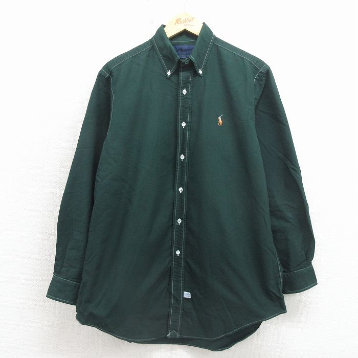 ラルフローレン 90s 長袖シャツ ワンポイントロゴ グリーン メンズXL相当 | 古着