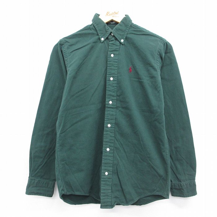 ラルフローレン 長袖シャツ ワンポイントロゴ グリーン S | 古着