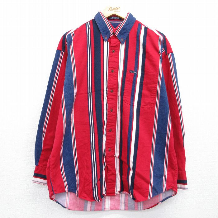 ラルフローレン 90s 長袖シャツ ストライプ レッド XL | 古着