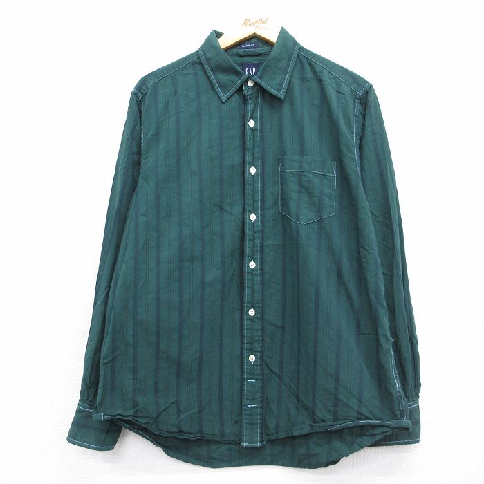ギャップ 00s 長袖シャツ ストライプ グリーン XL | 古着
