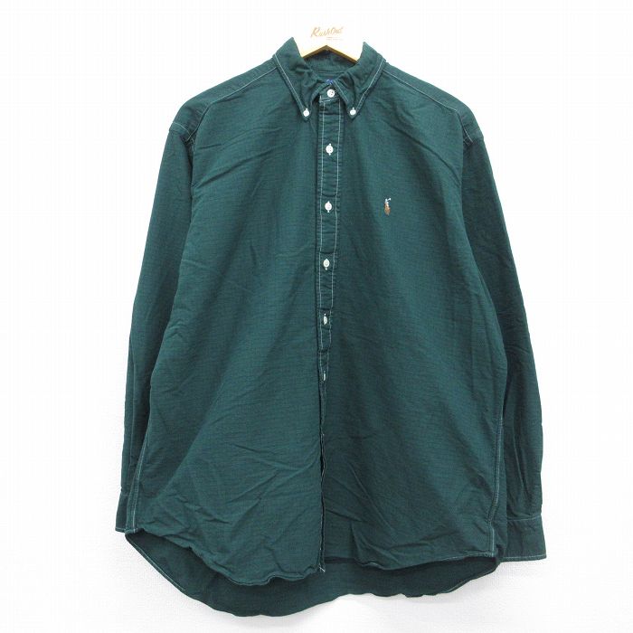 ラルフローレン 90s 長袖シャツ ワンポイントロゴ グリーンチェック XL | 古着