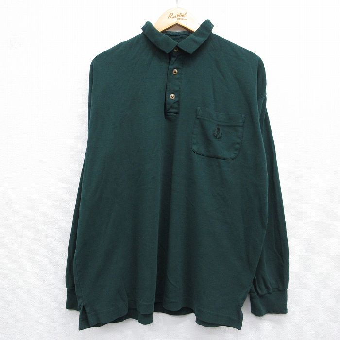 ラルフローレン 90s 長袖ポロシャツ ワンポイントロゴ グリーン XL | 古着