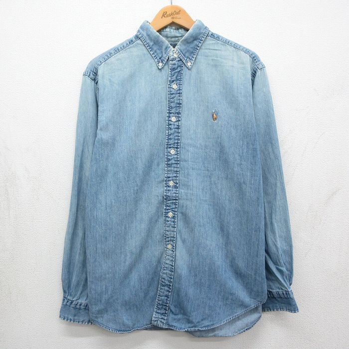 ラルフローレン 90s 長袖シャツ ワンポイントロゴ ネイビー XL | 古着