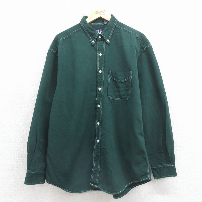 XL★古着 ギャップ GAP 長袖 ブランド シャツ メンズ 90年代 90s コットン ボタンダウン 緑【spe】 26may11